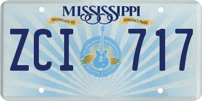 MS license plate ZCI717