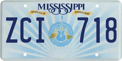 MS license plate ZCI718