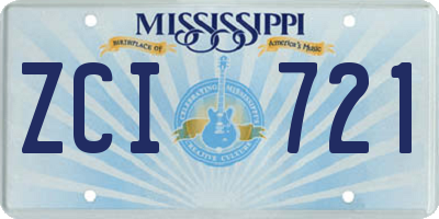 MS license plate ZCI721