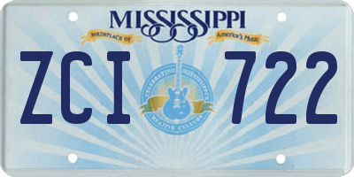 MS license plate ZCI722