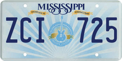 MS license plate ZCI725