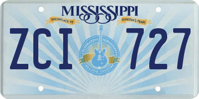 MS license plate ZCI727