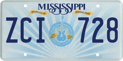 MS license plate ZCI728