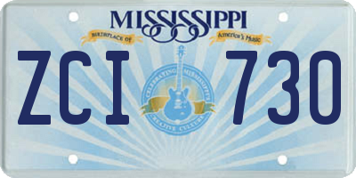 MS license plate ZCI730