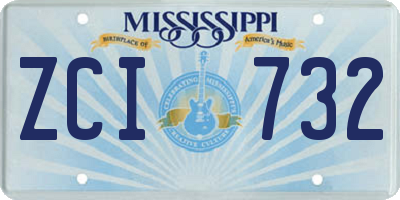 MS license plate ZCI732