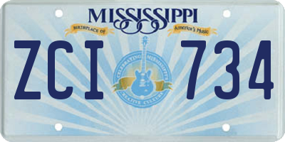 MS license plate ZCI734