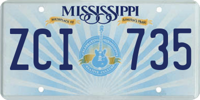 MS license plate ZCI735