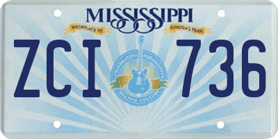 MS license plate ZCI736