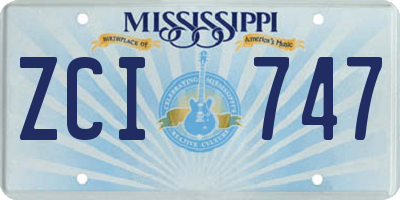MS license plate ZCI747
