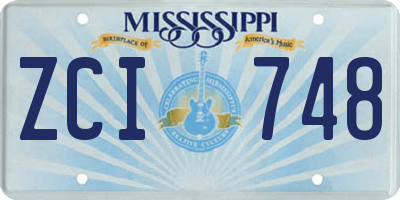 MS license plate ZCI748