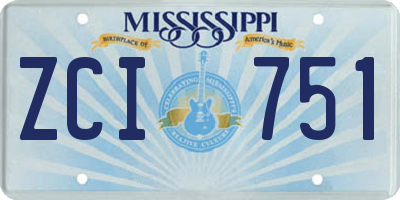 MS license plate ZCI751