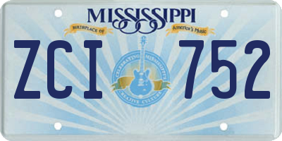 MS license plate ZCI752