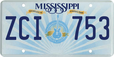 MS license plate ZCI753