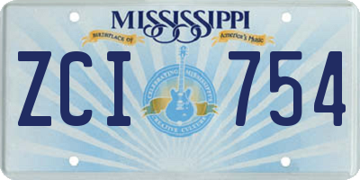 MS license plate ZCI754