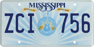 MS license plate ZCI756