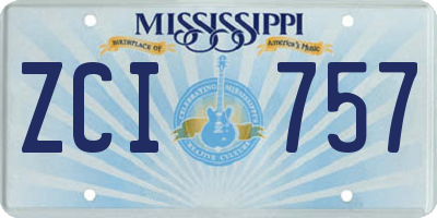 MS license plate ZCI757