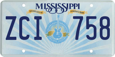 MS license plate ZCI758