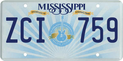 MS license plate ZCI759