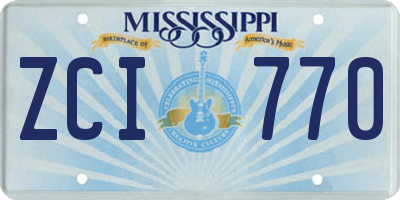 MS license plate ZCI770