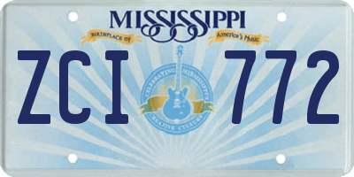 MS license plate ZCI772