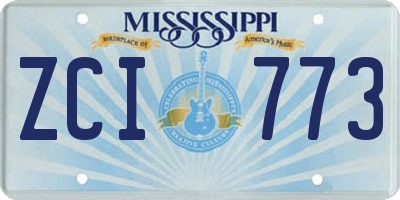 MS license plate ZCI773