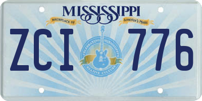 MS license plate ZCI776