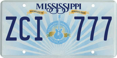 MS license plate ZCI777
