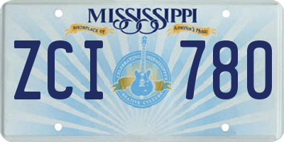 MS license plate ZCI780