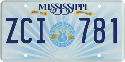 MS license plate ZCI781