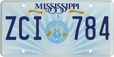 MS license plate ZCI784