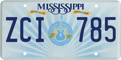 MS license plate ZCI785