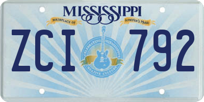 MS license plate ZCI792