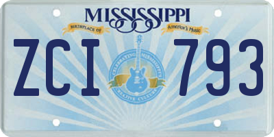 MS license plate ZCI793