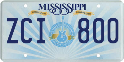 MS license plate ZCI800