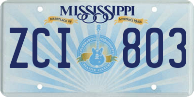 MS license plate ZCI803