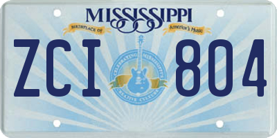 MS license plate ZCI804
