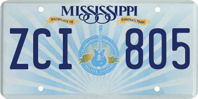 MS license plate ZCI805