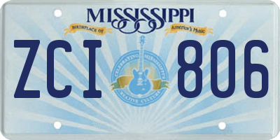 MS license plate ZCI806
