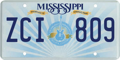 MS license plate ZCI809