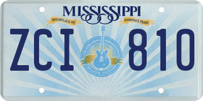 MS license plate ZCI810