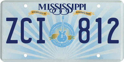 MS license plate ZCI812