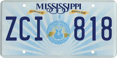 MS license plate ZCI818