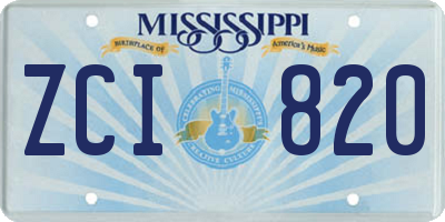 MS license plate ZCI820