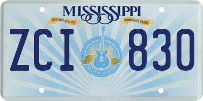 MS license plate ZCI830