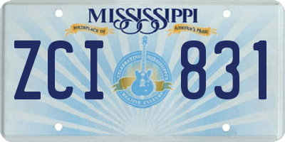 MS license plate ZCI831