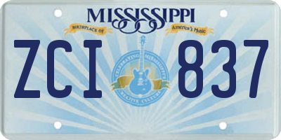 MS license plate ZCI837