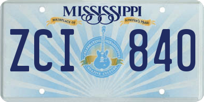 MS license plate ZCI840