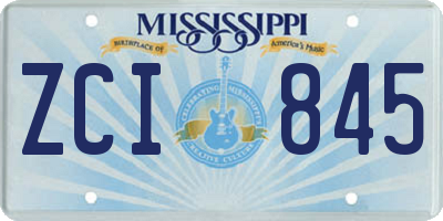 MS license plate ZCI845