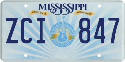 MS license plate ZCI847