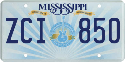 MS license plate ZCI850